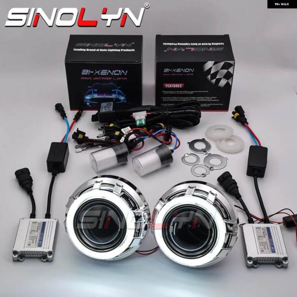 並行輸入品3.0インチ バイ キセノン レンズ ヘッドライト H7 H4 エンジェルアイズ プロジェ...