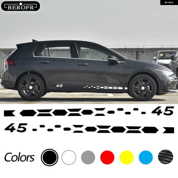 並行輸入品2枚 GTI クラブスポーツ 45 スタイル ドアサイドストライプ スカート ステッカー ...