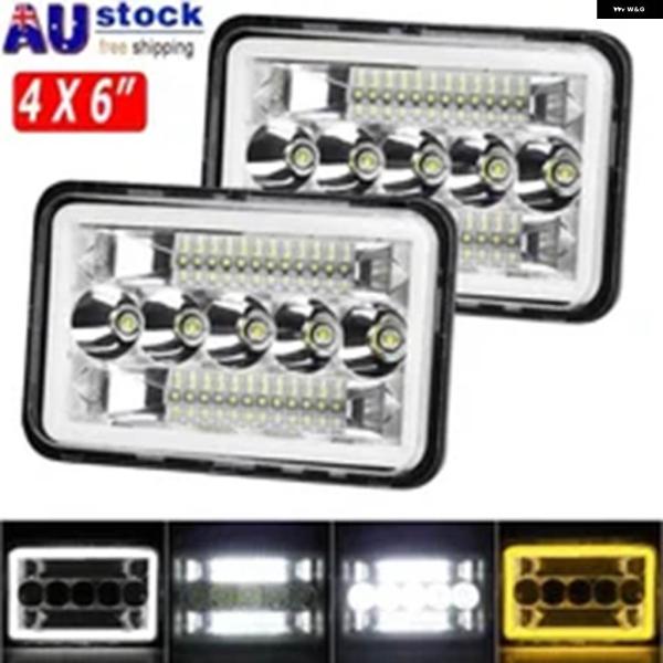 並行輸入品2個 4X6インチ LED ヘッドライト HI/LO/DRL シールドビーム スクエア H...