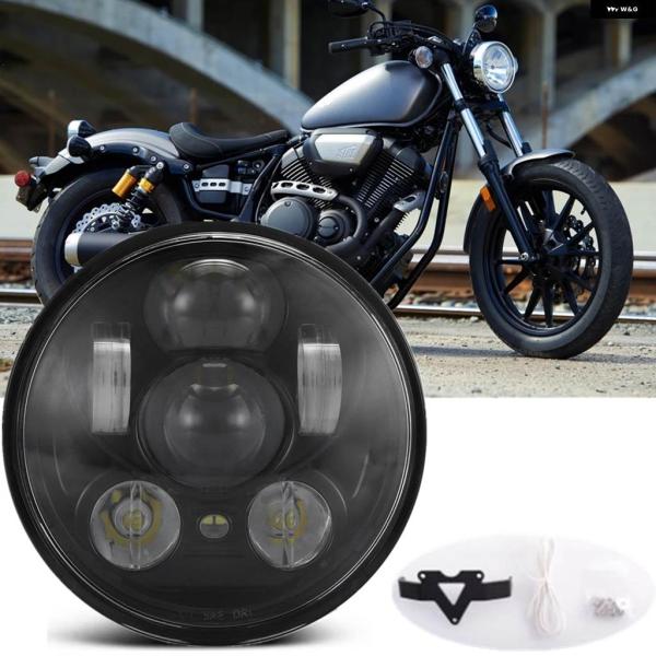 【並行輸入品】50W 5.75インチ ラウンド型 オートバイ REDRL ヘッドライト ヤマハ ボル...