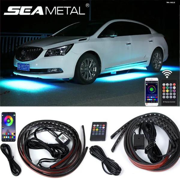 並行輸入品車用アンダーグロー ネオンアクセントストリップ RGBカラー 装飾 ライト サウンドアクテ...