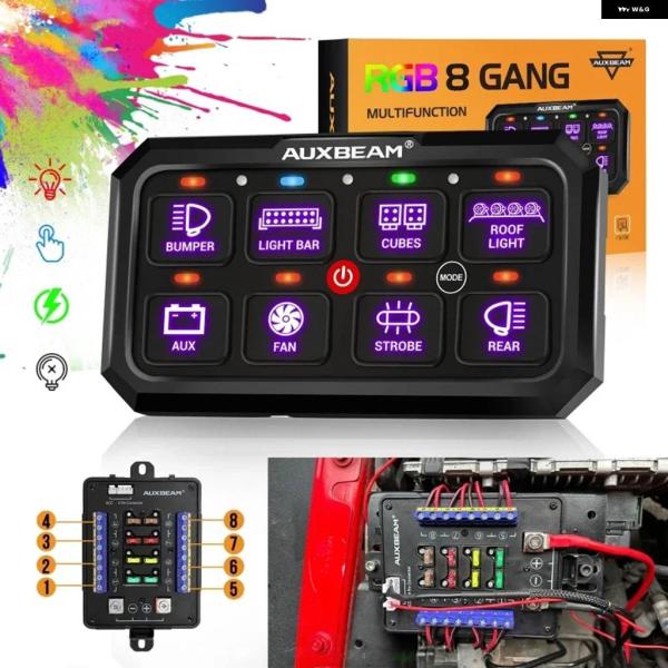 並行輸入品RGB 8ギャングスイッチ パネル トグル/モーメンタリー/パルス対応 アプリ 制御 なし...