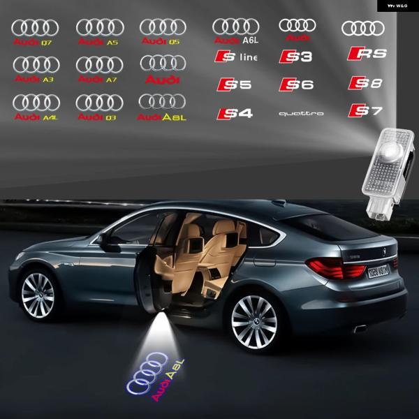 並行輸入品 LED HD 車用ドアウェルカムライトプロジェクターランプ アウディ A3 A4 B8 ...
