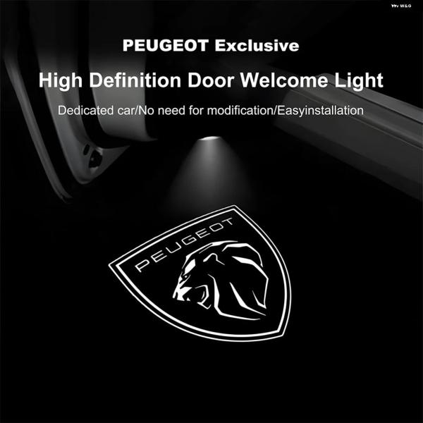 並行輸入品 2個車用ドア HDプロジェクターランプ LED 装飾 ムードライト プジョー 408 3...