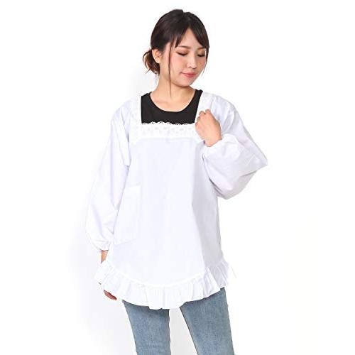 割烹着 和装-90cm/M（裾フリル付き） 白 日本製 M/L かっぽうぎ かっぽー エプロン