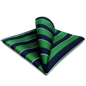 SHLAX&WING ストライプ マッチング ポケットチーフ 32cm 超大 青い グリーン シルク｜storekt