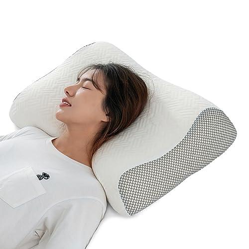 枕 低反発 首が痛くならない 横向き寝 枕 まくら 高め 首肩フィット 枕 高さ調整可能 中央くぼみ...
