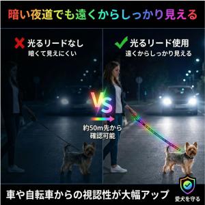 犬 リード 光る LED レインボー フラッシ...の詳細画像3