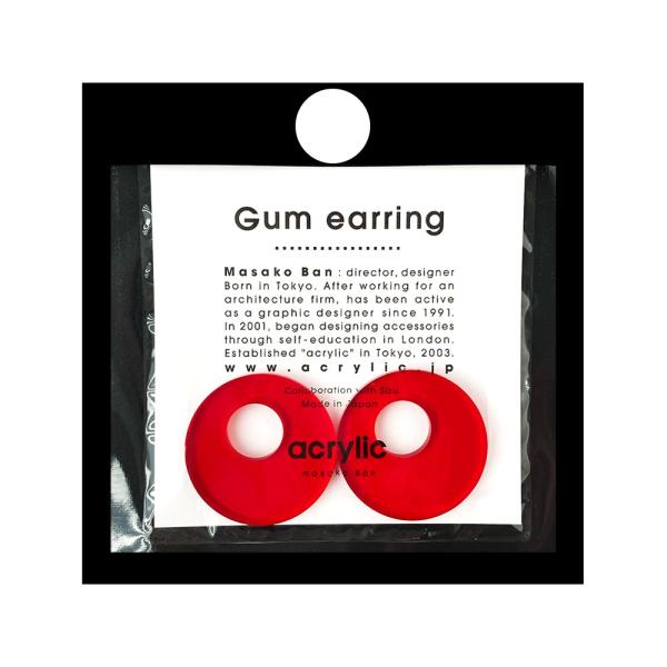 acrylic アクリリック gum earring ガムイヤリングパーツ サークル大 レッド 痛く...