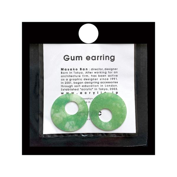 acrylic アクリリック gum earring ガムイヤリングパーツ サークル大 和紙 グリー...