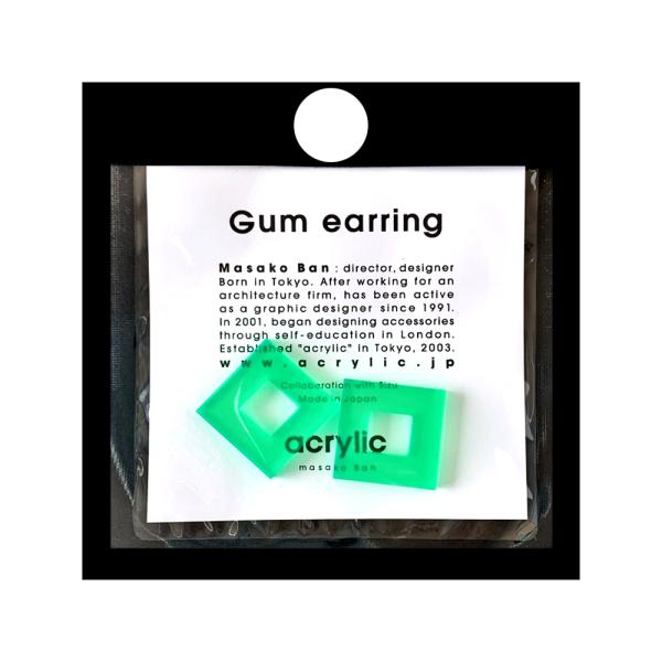 acrylic アクリリック 坂雅子 Masako Ban【スクエア小 グリーン】ガム イヤリングパ...