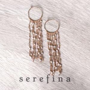 serefina セレフィーナ Cascading Seed Beaded Hoop WHITE ホワイトカスケーディングシードビーデッドフープピアス レディース ブランド｜storesparkle