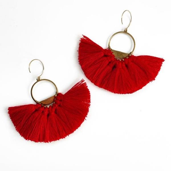 serefina セレフィーナ Half Lunar Tassels Statement Earri...