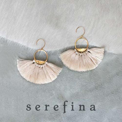 serefina セレフィーナ Half Lunar Tassels Statement Earri...