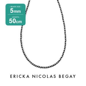 ERICKA NICOLAS BEGAY エリッカ ニコラス ビゲイ【5mm/50cm】オキシダイズド ナバホパール ネックレス 燻加工 シルバー｜storesparkle