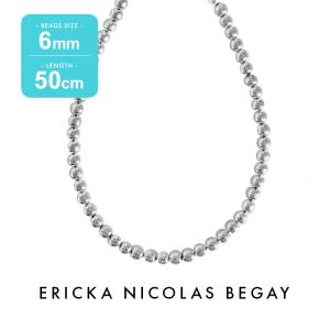 ERICKA NICOLAS BEGAY エリッカ ニコラス ビゲイ 6mm/50cm シャイニー ナバホパール ネックレス ボールチェーン シルバー｜storesparkle