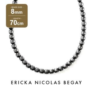 ERICKA NICOLAS BEGAY エリッカ ニコラス ビゲイ 8mm/70cm オキシダイズド ナバホパール ネックレス 燻加工 シルバー｜storesparkle