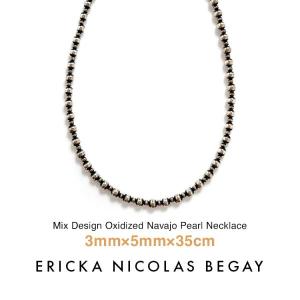 ERICKA NICOLAS BEGAY エリッカ ニコラス ビゲイ 3mm/5mm/35cm ミックスデザイン オキシダイズド ナバホパール ネックレス 燻加工 シルバー｜storesparkle