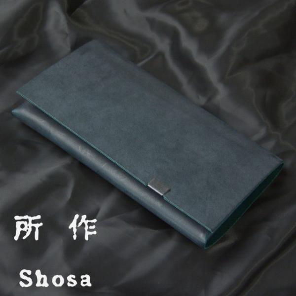 所作 財布 【ブライドル】 ブルー レザー ロング ウォレット 袱紗 shosa No,No,Yes...