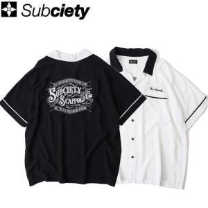 シャツ Subciety サブサエティ BOWLING SS SHIRT Black White 半袖シャツ カジュアルシャツ メンズ レディース｜stormy-japan