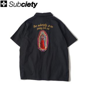 シャツ Subciety サブサエティ EMBROIDERY MARIA SS SHIRT Black 半袖シャツ カジュアルシャツ メンズ レディース｜stormy-japan