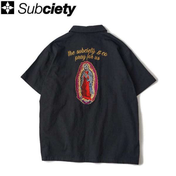 シャツ Subciety EMBROIDERY MARIA SS SHIRT Black 半袖シャツ...