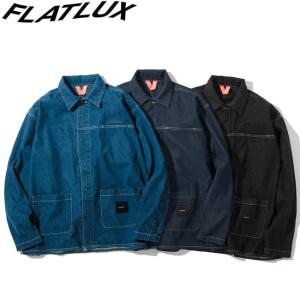 シャツ FLATLUX フラットラックス Grand Jean Shirt Washed Indigo Black 半袖シャツ デニムシャツ メンズ レディース｜stormy-japan