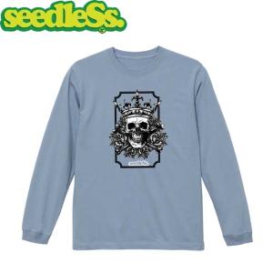 シードレス seedleSs tシャツ Black and White Skull King LS TEE Accid Blue 長袖Tシャツ ロングスリーブ｜stormy-japan