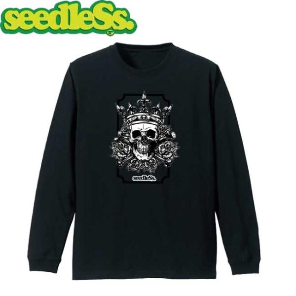 シードレス seedleSs tシャツ Black and White Skull King LS ...