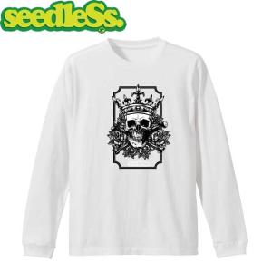 シードレス seedleSs tシャツ Black and White Skull King LS TEE White 長袖Tシャツ ロングスリーブ｜stormy-japan