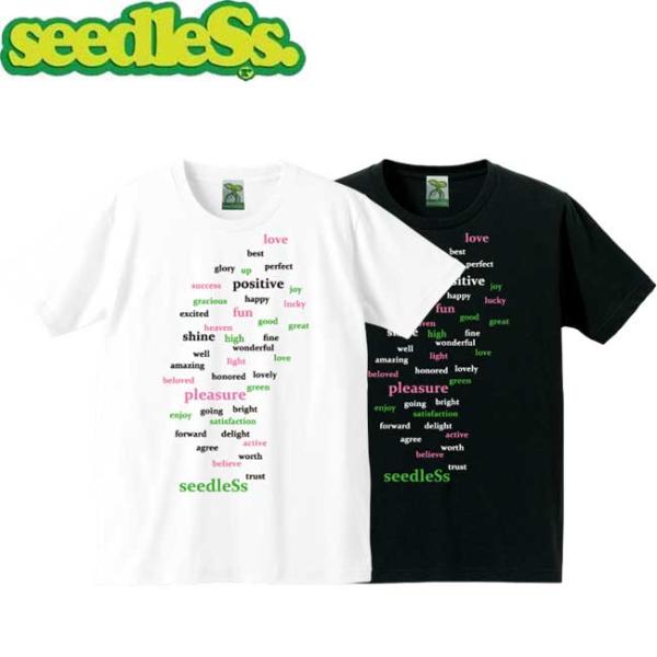 シードレス seedleSs tシャツ Stay Positive SS TEE White Bla...