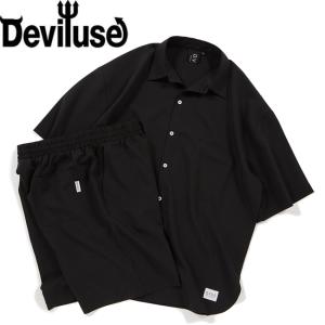 再入荷！セットアップ Deviluse デビルユース Breezy Wide Set Up Shirts/Shorts Black SS24132 半袖シャツ ショーツ メンズ レディース｜stormy-japan