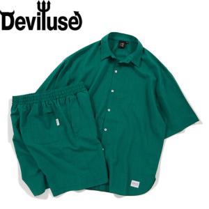 セットアップ Deviluse デビルユース Breezy Wide Set Up Shirts/Shorts Green SS24133 半袖シャツ ショーツ メンズ レディース｜stormy-japan