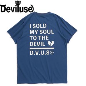tシャツ Deviluse デビルユース Heartaches S/S T-shirts Navy SS24137 半袖Tシャツ カットソー メンズ レディース｜stormy-japan
