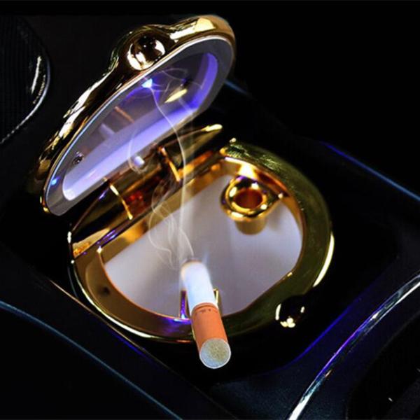 トヨタハリアー80系専用設計車載灰皿  汎用 LED付き ドリンクホルダー型　鏡面仕上げ LED夜光...