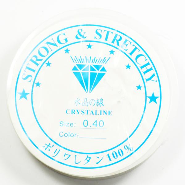 テグス 太さ0.40mm 長さ約35M巻き 透明クリアー 水晶の線 伸びないタイプ