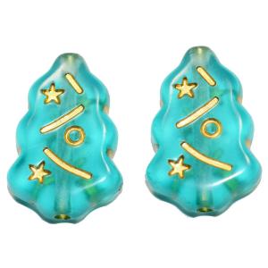 アクリル製 クリスマスツリー ビーズ ティールグリーンブルー 1コ単位売り CT019-2