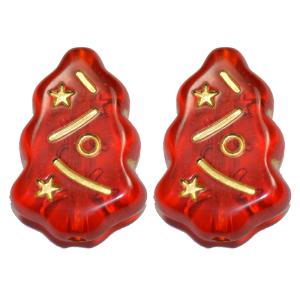 アクリル製 クリスマスツリー ビーズ レッド 赤色 1コ単位売り CT019-3
