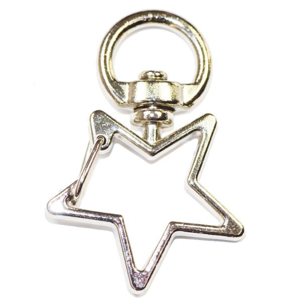 星型 スター キーホルダー キーリング 小さめ 銀色 シルバーカラー アクセサリーパーツ 金具 1コ...