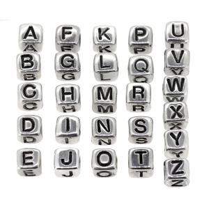 レタービーズ アルファベットビーズ 銀色に黒文...の詳細画像2