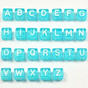 ブルー 白文字 アルファベットビーズ レタービ...の詳細画像2