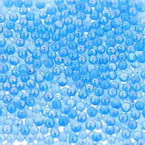 無穴ビーズ 約2mm ライトブルーAB ライトブルーオーロラ ガラス製 大きさにはばらつきがあります...