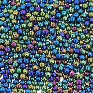 無穴ビーズ 約2mm メタリックグリーンブルーミックス ガラス製 大きさにはばらつきがあります 約1...