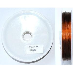 お徳用 ナイロンコートワイヤー ブラウン 茶色 太さ０．３８ｍｍ 長さ８０ｍ巻き