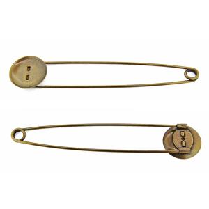 アクセサリーパーツ 金具 ストールピン ブローチピン 100mmタイプ 皿20mm ピン95mm 金古美 アンティークゴールド 1コ入り