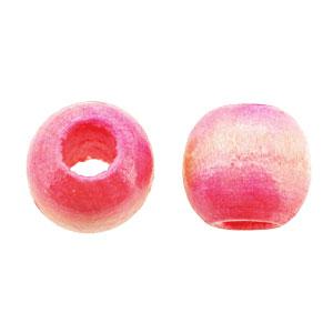 穴大 ウッドビーズ 丸型ラウンド ＮＯ１  9.5×8mm ライトピンク 10コ入り こちらは穴が大...