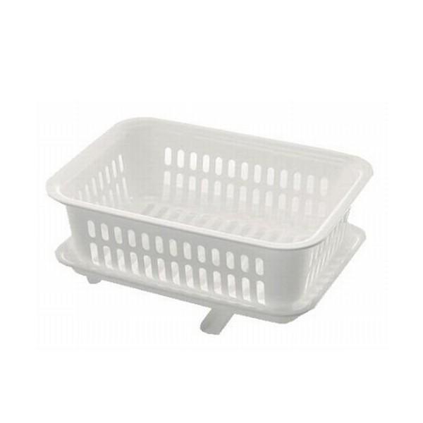 【2160円以上送料無料】リッチェル レイ 水切りかご トレー付 ホワイト 14105-2