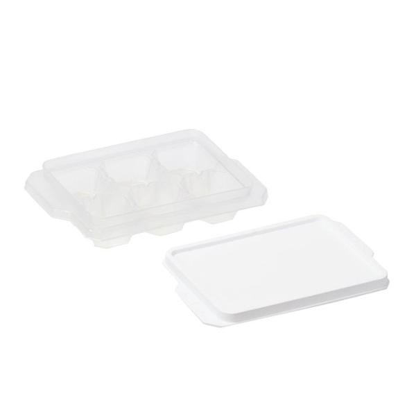 パール金属  D-6694 冷た倶楽部 取り出しやすいアイストレー6個取り(蓋付)2個組　製氷皿