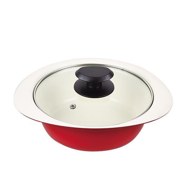 【2160円以上送料無料】パール金属　スマイルポット セラミック加工IH対応ガラス蓋付卓上鍋18cm...