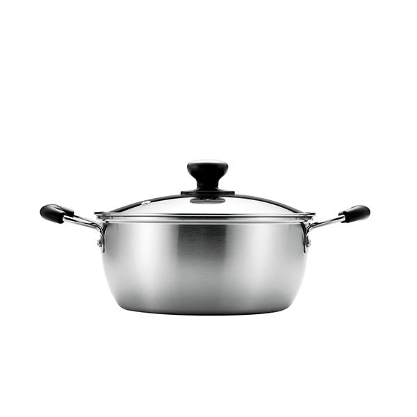 【2160円以上送料無料】パール　HB-5434 モノクロ ステンレス製ガラス蓋付両手鍋20cm